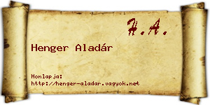 Henger Aladár névjegykártya
